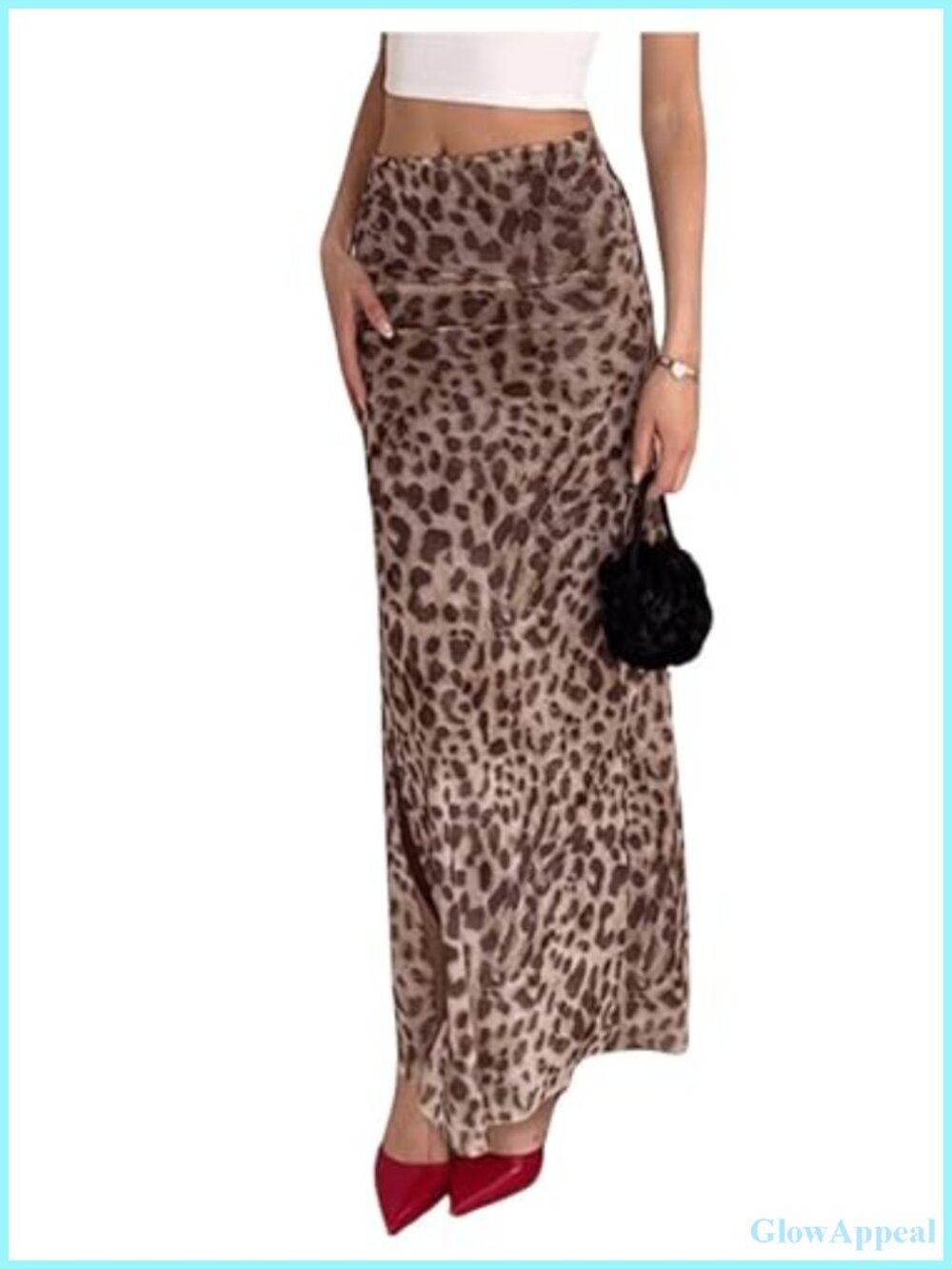 Women's Y2K Leopard Print High Waist Maxi Skirt Summer Vacation